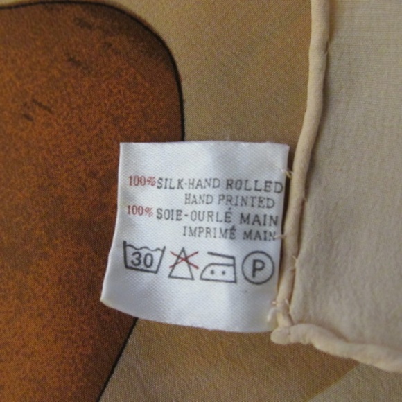 Tan Silk Scarf with Ducks - Picture 6 of 6